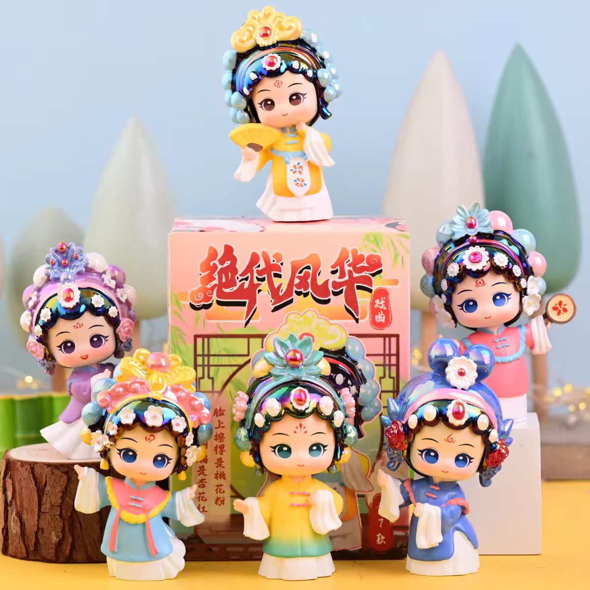 Colorful custom-style resin figurine collection