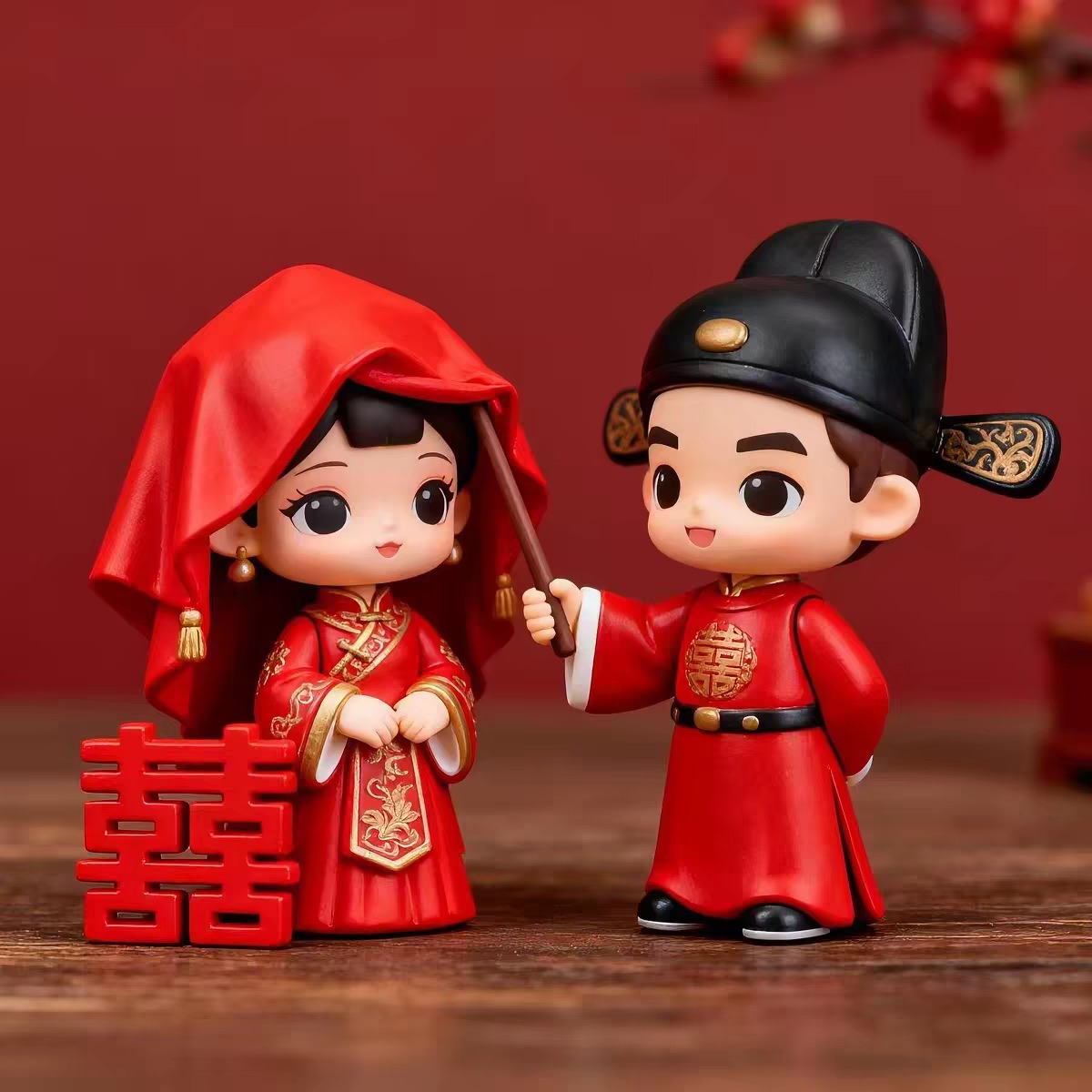 Red resin wedding keepsake figurine